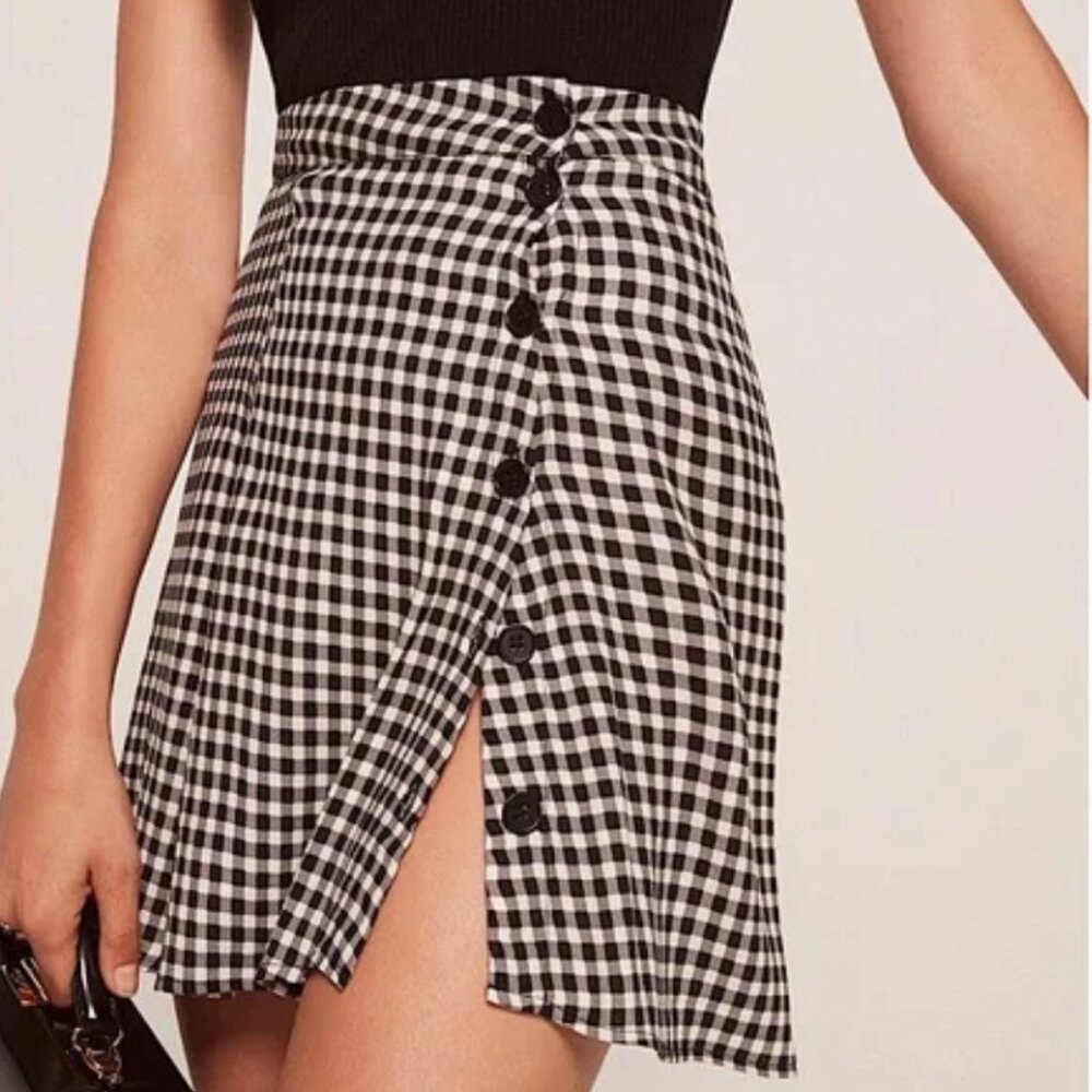 Reformation Delia Skirt Gingham Plaid